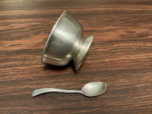 Vintage Woodbury Pewter Open Salt Cellar With Spoon - Picture 3 of 4