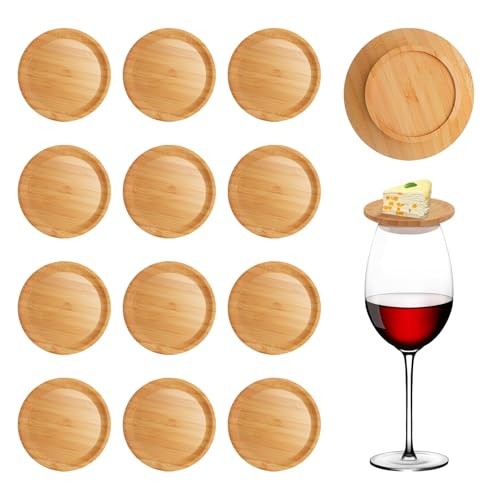 Topper pour Verre à Vin en Bambou Planche Apéritif Individuelle 12 Pièces