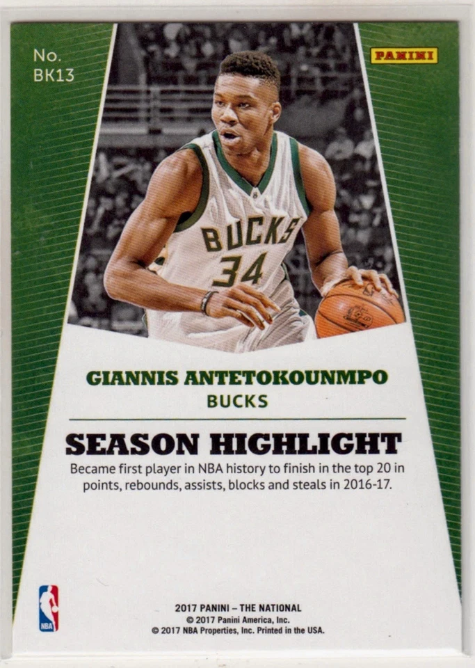 GIANNIS ANTETOKOUNMPO 2017 Panini The National Convention #BK13 Bucks - Image 2 of 2
