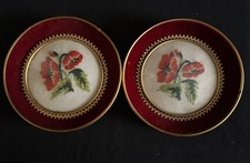 2 Vintage Floral Needlepoint Round Frames with Dome Glass 6   Finished