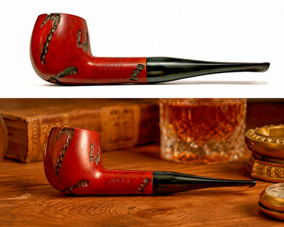 GASPARINI heather pipe model JOLLY black ebonite pipe vintage Italian