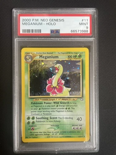 PSA 9 Meganium Holo Neo Genesis 11/111 - Near Mint - Mint
