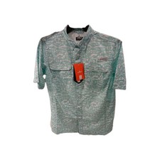Habit Coastal Villa Men's Fishing Shirt River Run Aqua Spash Size Small UPF 50 