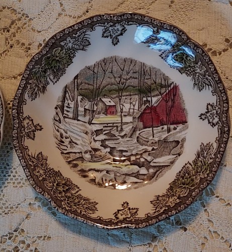 VTG 3 Johnson Brothers Friendly Village The Ice House Coffee Cup Saucer Dishes - Picture 2 of 5