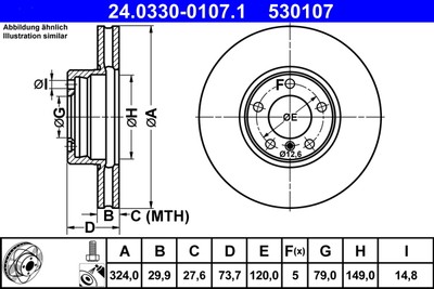 ATE 24.0330-0107.1 Brake Disc for BMW
