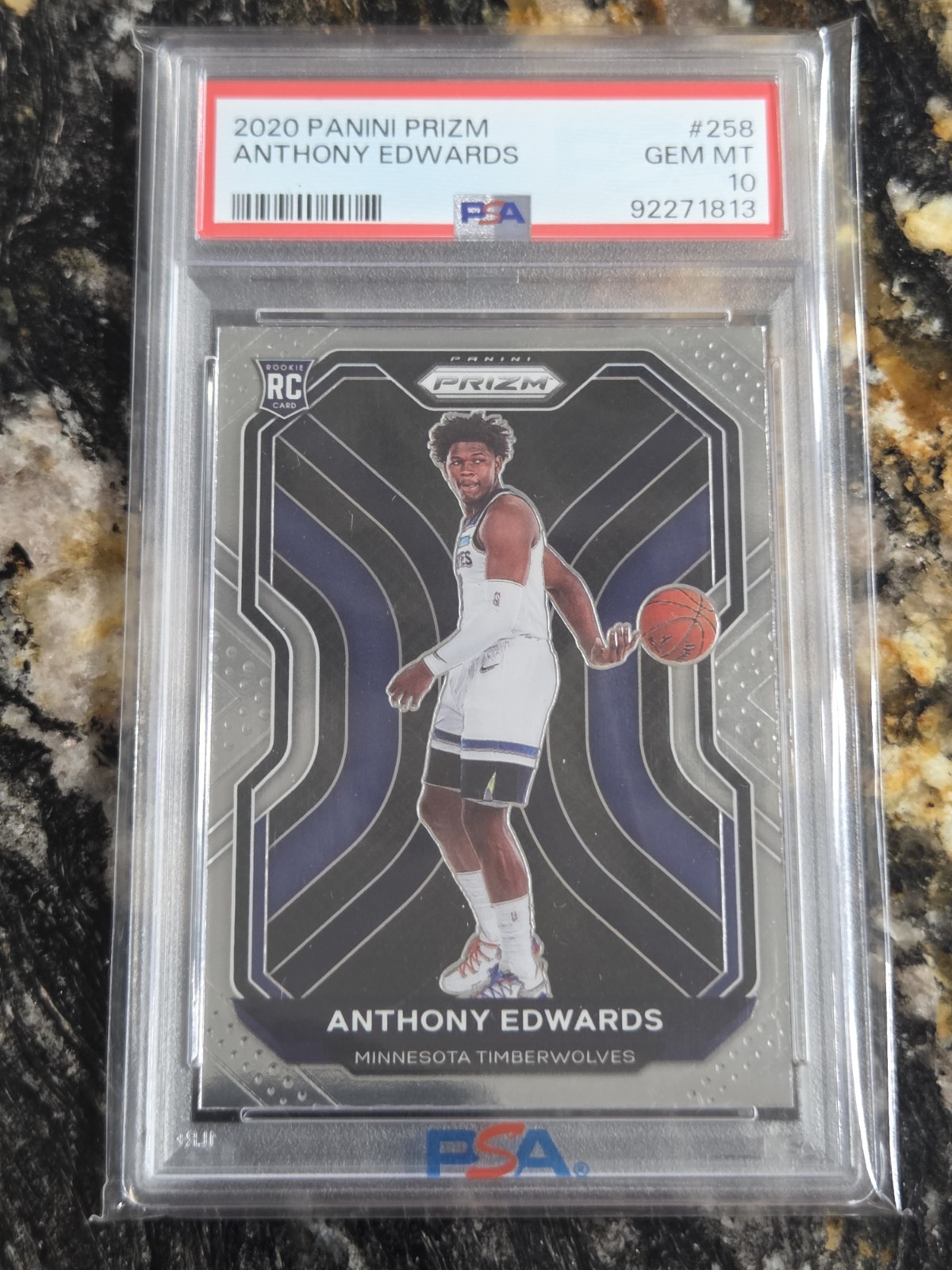 2020 Anthony Edwards RC #258 Panini Prizm PSA 10 Gem Mint