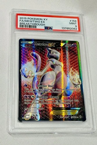 PSA 9 Mewtwo EX Full Art - XY Breakthrough 2015 Pokemon Card  158/162