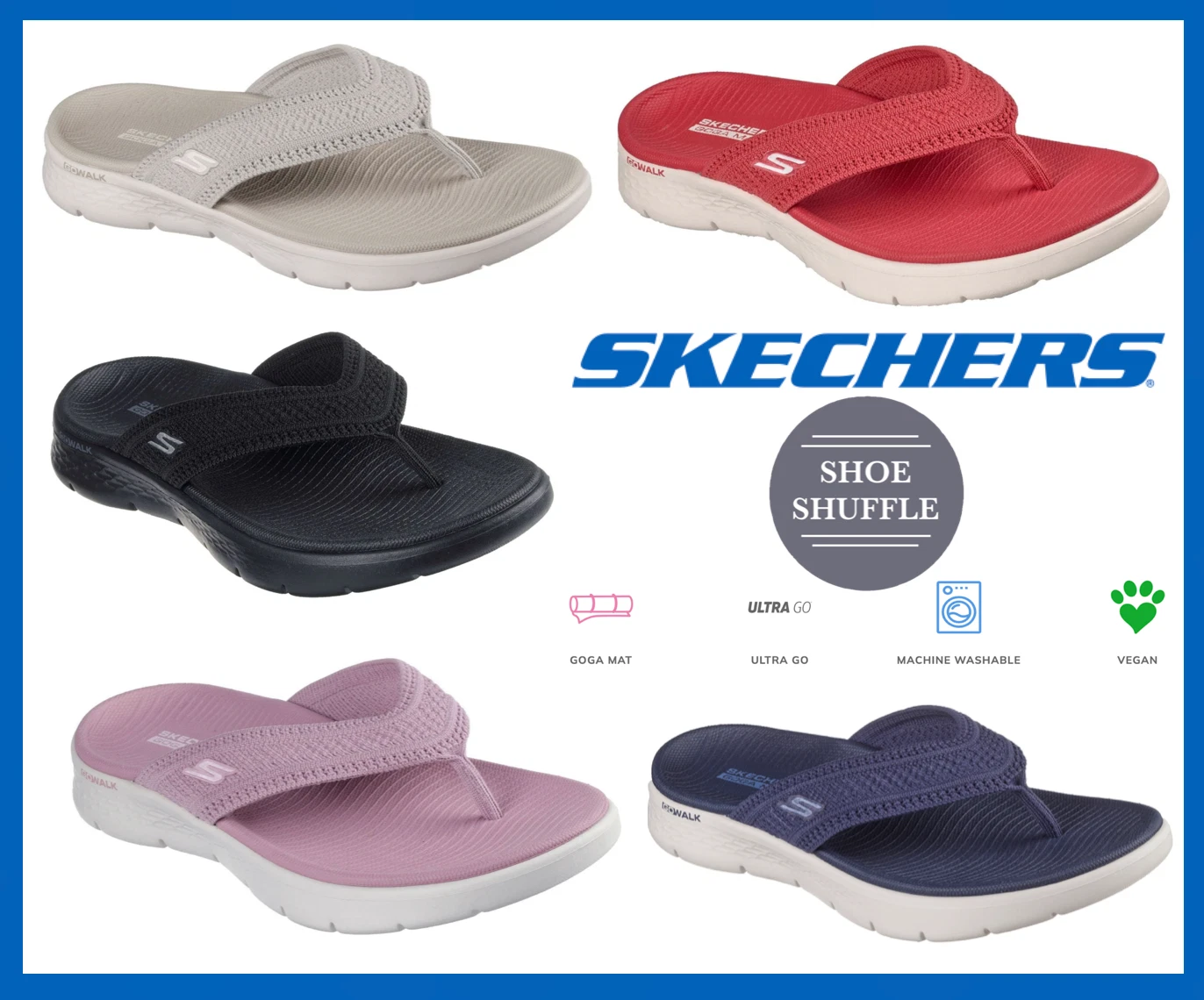 Skechers on the go sunny 600 Vegan Holly flourish cloth toe post flip flops