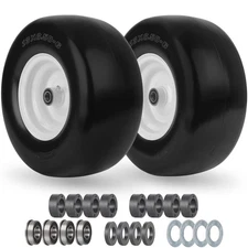 13x6.50-6 Flat Free Lawn Mower Tire and Wheel, Solid Smooth Zero Turn Mower F...