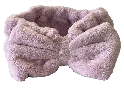 NEW Sealed Macys Pink Plush Headband with Bow, Super Soft-Stretches-FREE SHIP