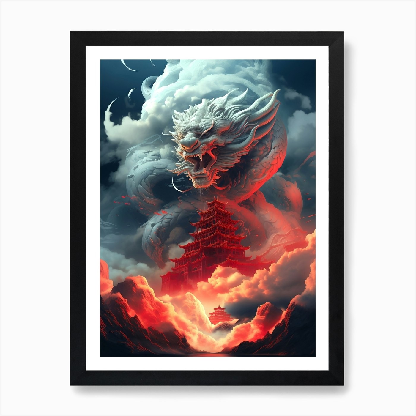 Chinese Dragon 2 Art Print Framed Wall Art Poster Canvas Print Picture