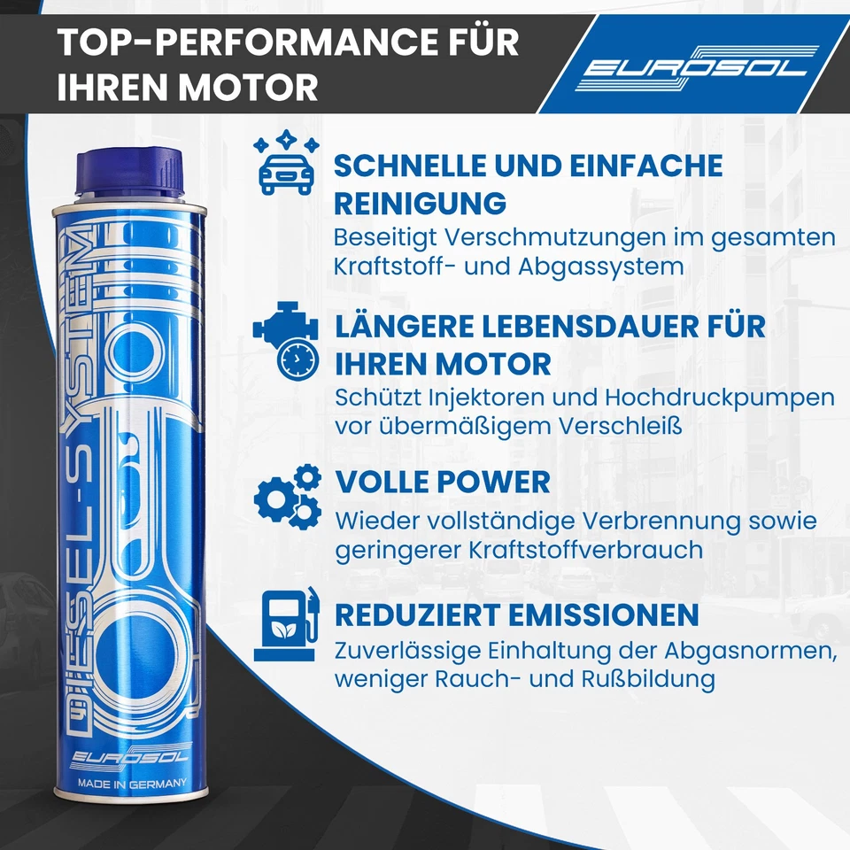 Eurosol Diesel Performance-Trio 3x400 ml: Kraftstoff- & Öladditiv + Motorspülung - Bild 2 von 4