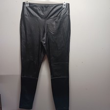 A New Day Pants Black Faux Leather Elastic Waist Women's Size Medium