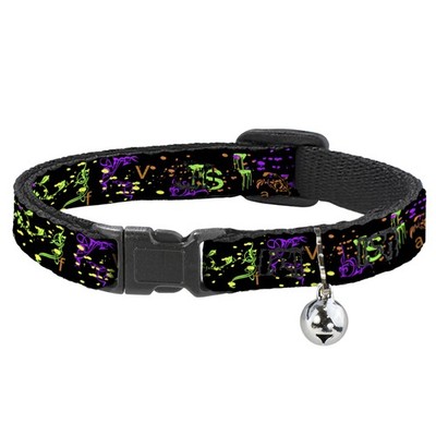 Cat Collar Breakaway with Bell Nautical Star Splatter Black/Neon NAR (US IMPORT)