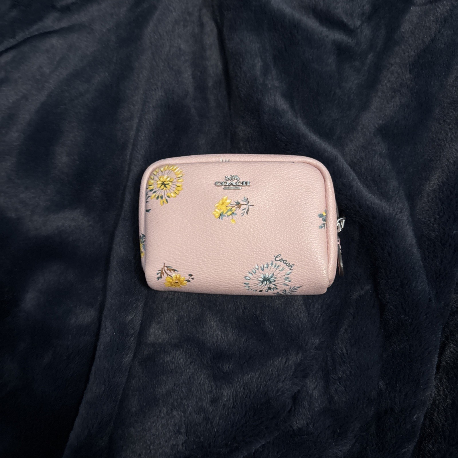 COACH~MINI ZIP POUCH~Coin Pouch~Lip Stick~Pill Pouch~CUTE MINI~DANDELION PRINT!!