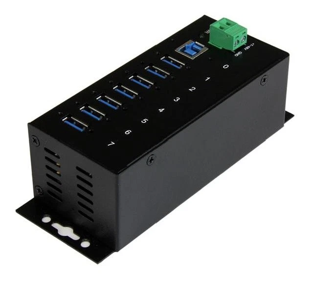 Startech.Com Hub USB 3.0 Industriale Black 7 porte ST7300USBME - Immagine 2 di 4