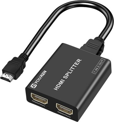 HDMI Splitter 1 in 2 Out - 4K@30Hz HDMI Splitter for Full HD 1080P 3D (1 Source