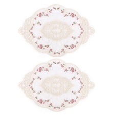 2 Pezzi Tovagliette da Tavola Ovali Vintage nel Pizzo Squisito Fiore Ricama7127