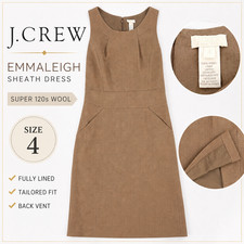 J Crew Emmaleigh Sheath Dress 4 Super 120s Wool Camel Career