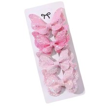 Glitter Butterfly Hair Clips, 4-Pack, Pastel 1 Count Pack of 4 , Pink