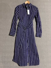 Derek Lam 10 Crosby Shirtdress Striped Size 2 Long Sleeve NEW