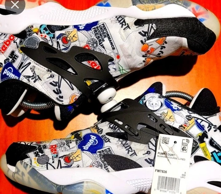 Reebok Pump Court Sticker City Black White Basketball Shoes Mens FW7826 - Image 4 of 4