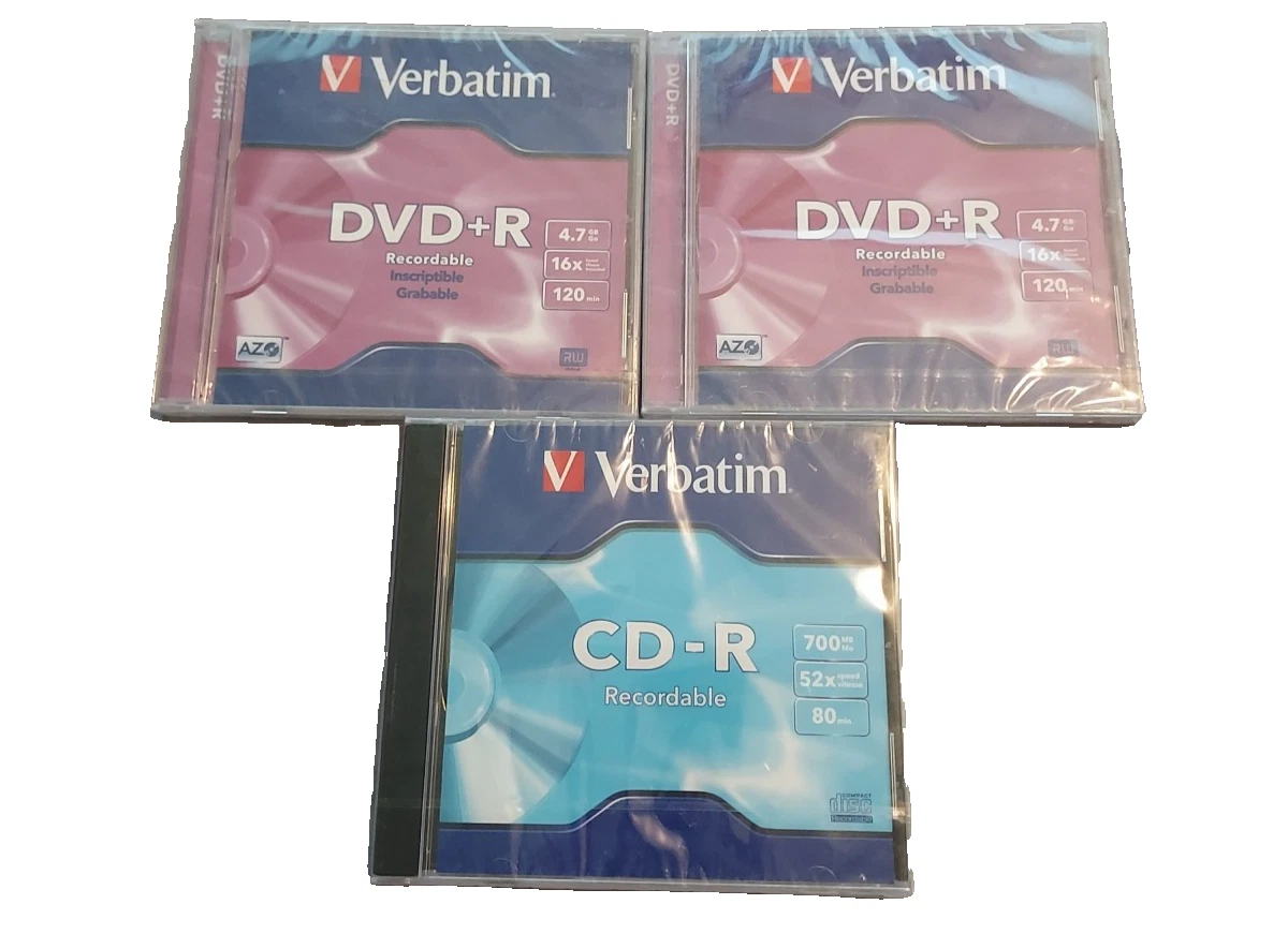 Verbatim DVD+R Recordable 16x 4.7GB/120 Mins x 2/CD-R Recordable 700MB 52x 80min