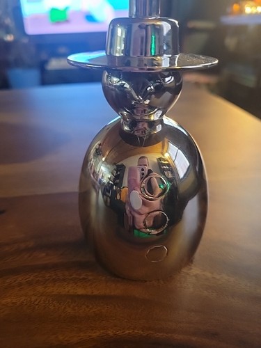 Vintage 1999 schwere silberne Schneemann Glocke mit Klatsche Speiseglocke - Bild 2 von 2