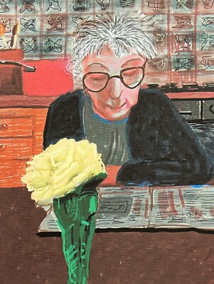 DAVID HOCKNEY - A man reads a newspaper - signed, numbered edition