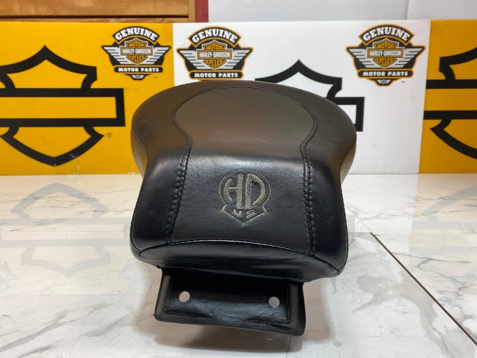 OEM 84-06 Harley-Davidson Fatboy Softail Passenger Pillion Seat Black Gray - Image 2 of 4