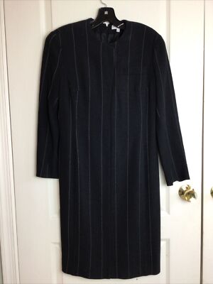 Giorgio Armani Le Collezioni classic Black pinstripe lined rear zip dress 6