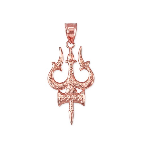 Rose Gold Trident of Lord Shiva Trisula Pendant Necklace - Picture 2 of 6