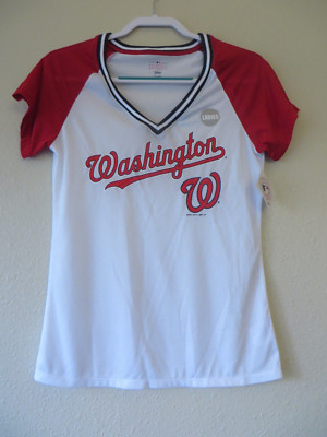 Washington T-Shirt W Tee Top Mesh White V-Neck Junior Youth Size M NWT