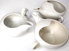 Set of 3 Antique Invalid Pap Feeders White Porcelain Pottery Cups, England