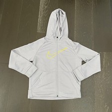 Nike Hoodie Boys Small Gray Dri-Fit Activewear Sweatshirt Pockets Outdoor Sports