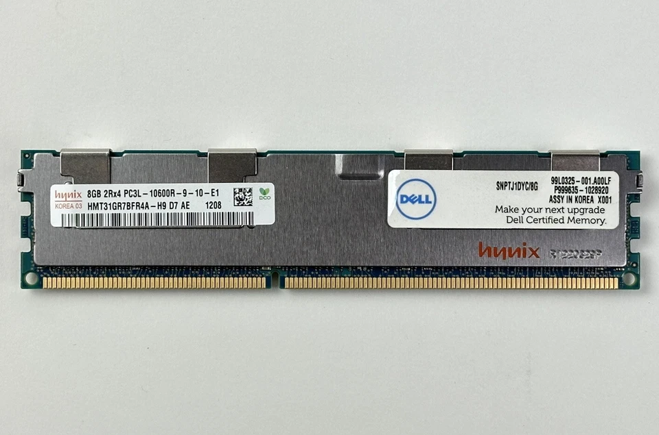 32GB Lot of 4x Dell 8GB 2Rx4 PC3L-10600R RDIMM RAM ECC Memory Server Hynix LV - Image 2 of 4