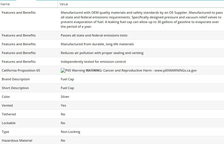 Tapa del tanque de combustible MotoRad MGC24 para Mercury Country Cruiser 1963 V8-6,4 L Foto 2 de 4