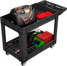 Heavy-Duty Utility Cart with 2 Shelves, 550 lbs Capacity & 360° Swivel Wheels
