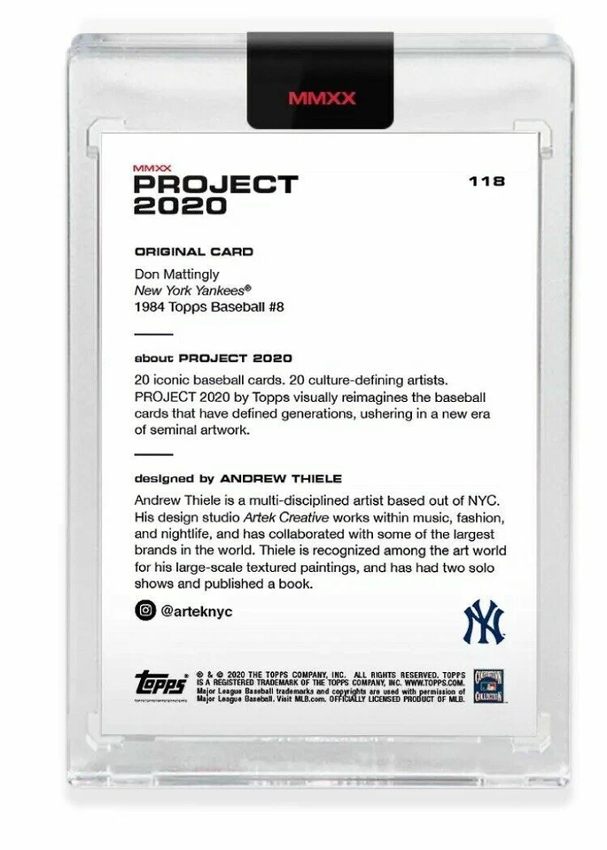 TOPPS PROJECT 2020 #118  1987 Don Mattingly by Andrew Thiele New York Yankees - Image 2 of 2