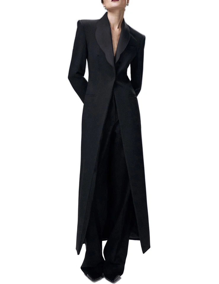 Fashion Women Suit Sets Slim Fit Long Jacket Pants 2pcs Cocktail Single Breasted - Image 4 of 4