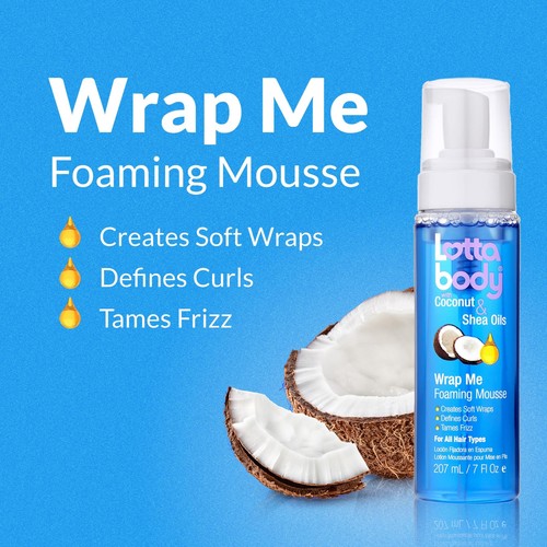 Lottabody Coconut Oil and Shea Wrap Me Foaming Curl Mousse Creates Soft Wrap... - Picture 2 of 8