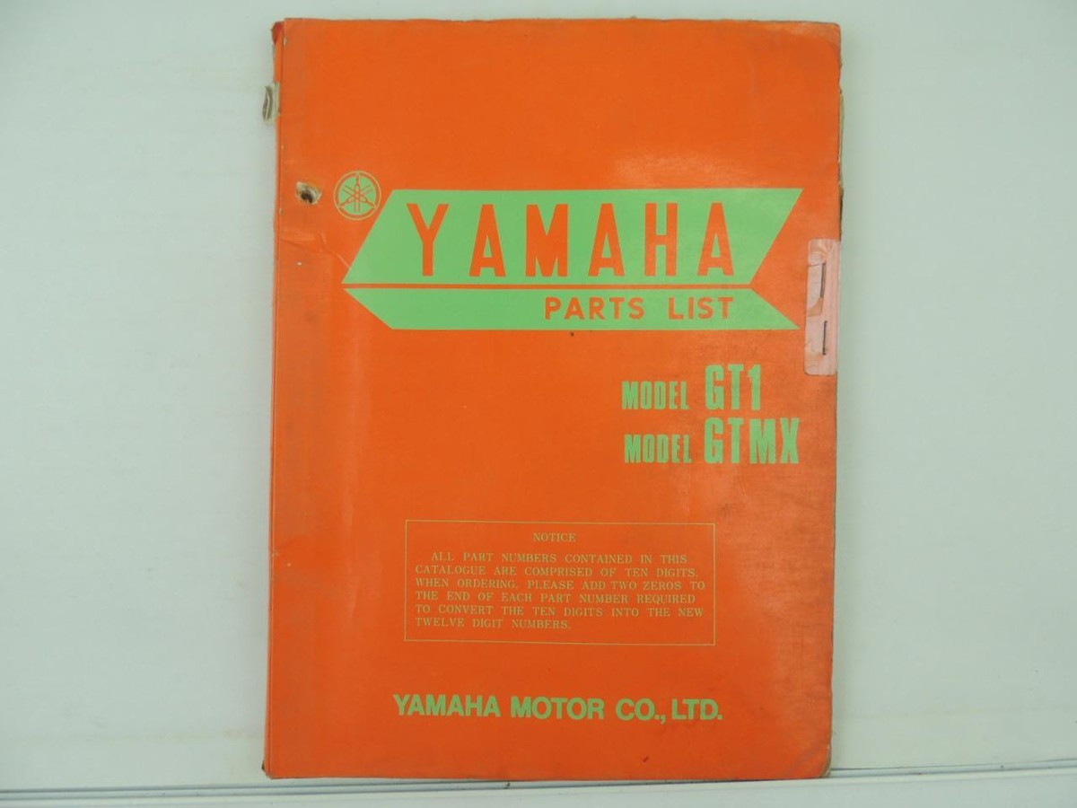 Vintage 1972 Yamaha GT1 GTMX Factory Parts List Book Manual L1998