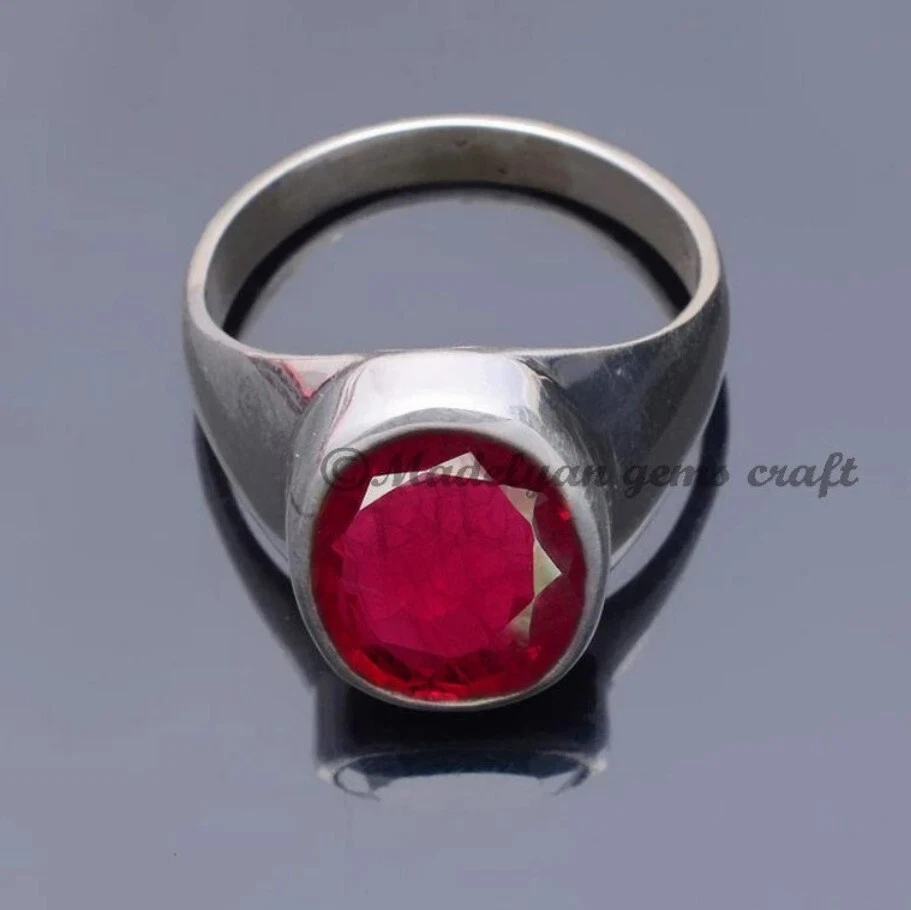 Red Ruby Gemstone Ring 925 Sterling Silver Ring For Men Gift Wedding Ring - Image 2 of 4