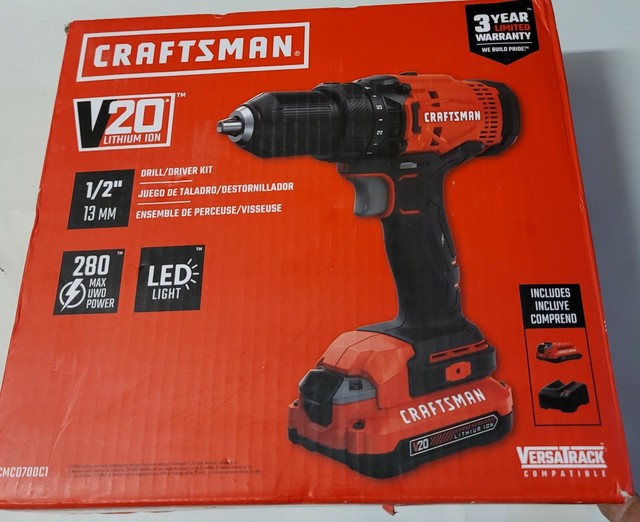 CRAFTSMAN CMCD700C1 1/2in 20V Cordless Drill/Driver KIT eBay