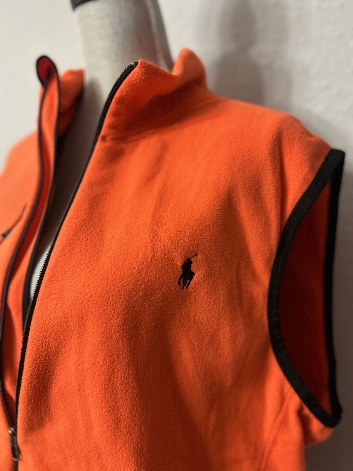 POLO RALPH LAUREN Blue Label Classic Arancione Nero Pony Logo Performance Fleece XL