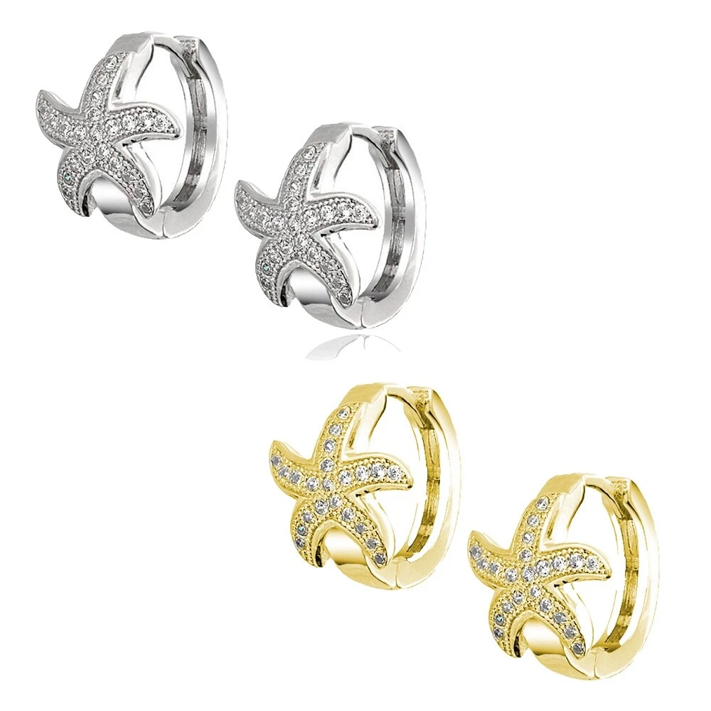 Pendientes de zafiro enchapados en oro blanco abrazo de moda