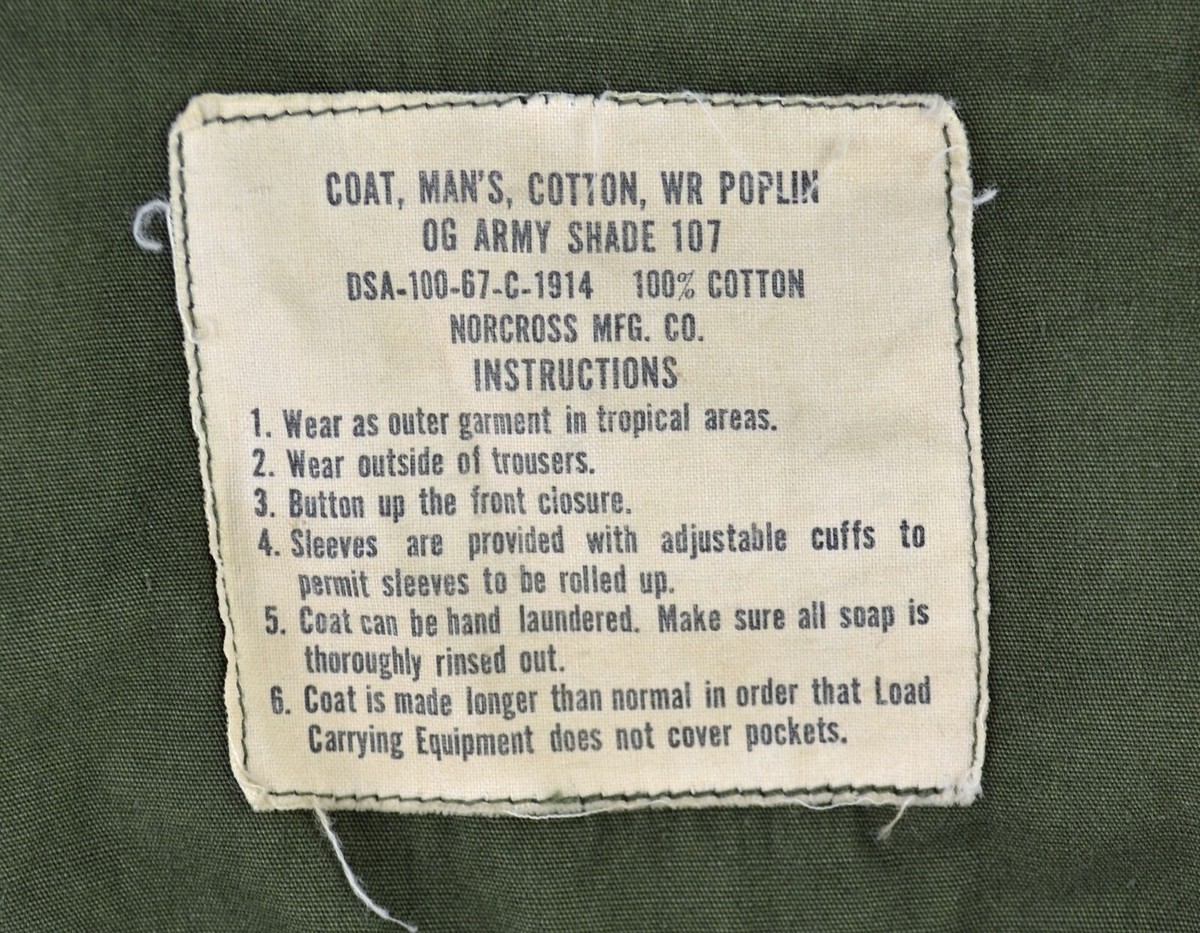 1967 Vietnam War OG-107 Slant Pocket, Short Sleeve Coat Med
