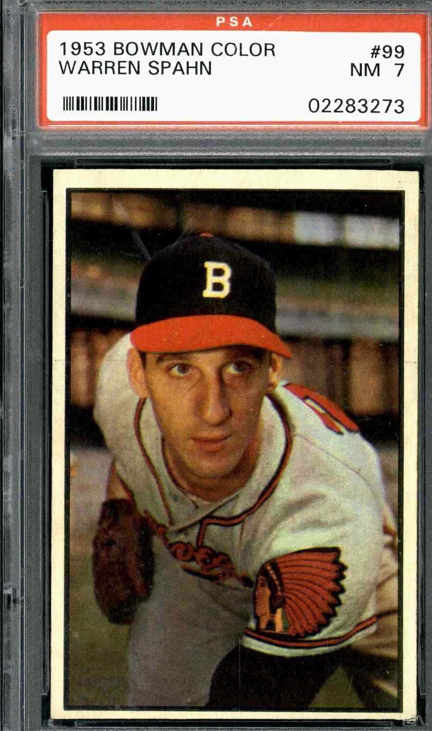 1953 Bowman Color #99 Warren Spahn - PSA 7