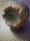 Vintage Carved Alabaster Owl Bird Head Paperweight Made In ITALY Estate JJ#29 — photo 2