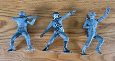 3 Vintage 1960's Louis Marx WWII German Soldiers Plastic Toy Figures READ